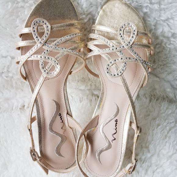 Nina Shoes - Nina Pale Gold Embellished  Evening Sandal: 6.5